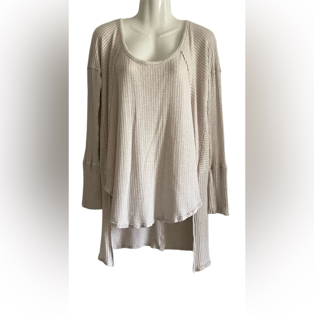 Free People Ivory Textured Knit Top